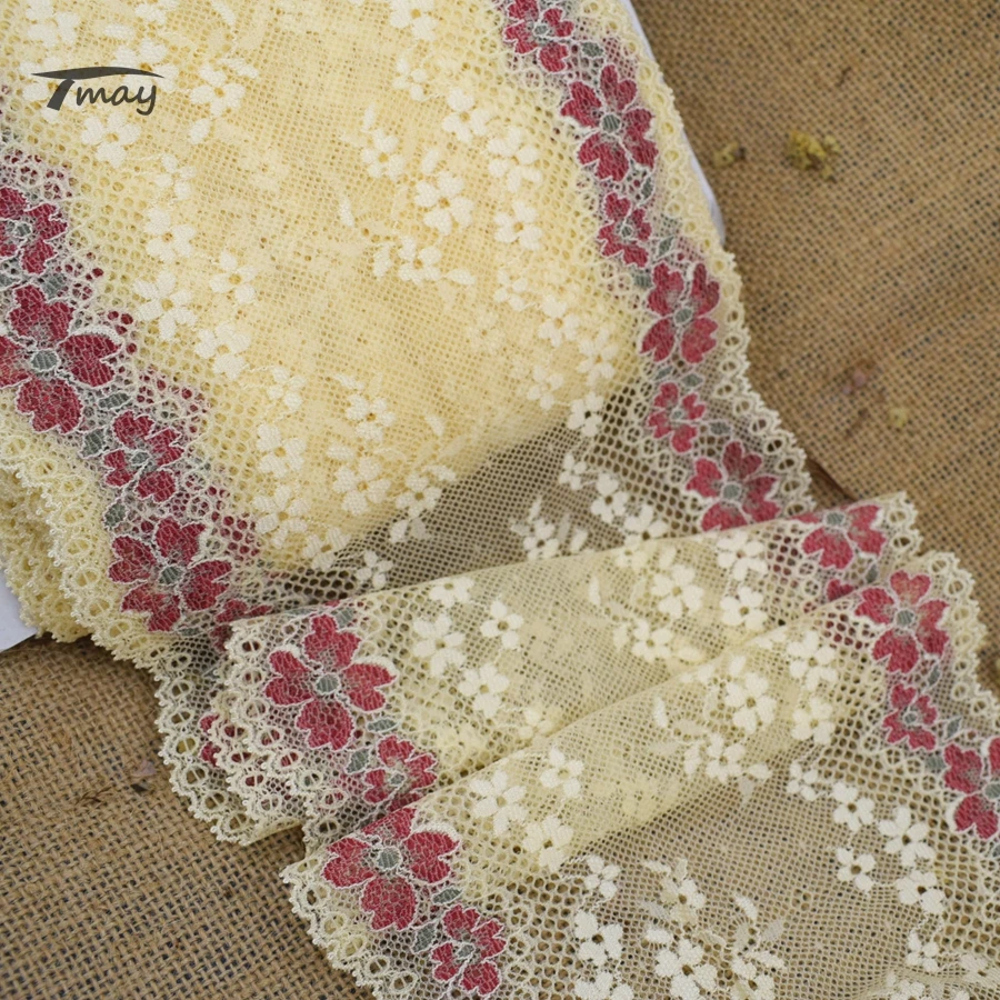 #1581 широкие светло желтые эластичные кружевные шнурки тесьма швейные