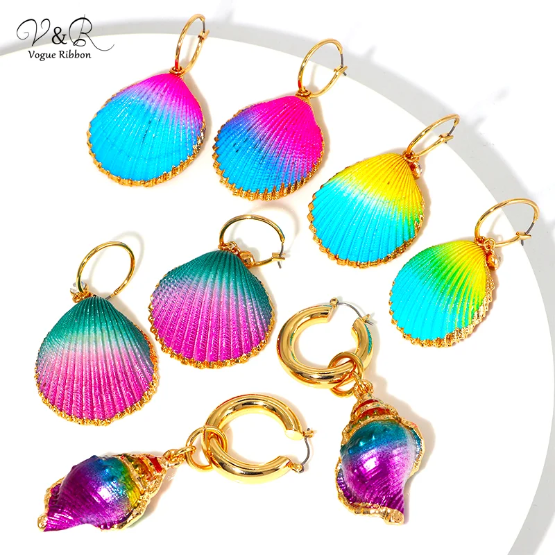 Серьги 2020 Богемный океан Раковина Морской дизайн Мода Подвесные Жемчужный стиль.