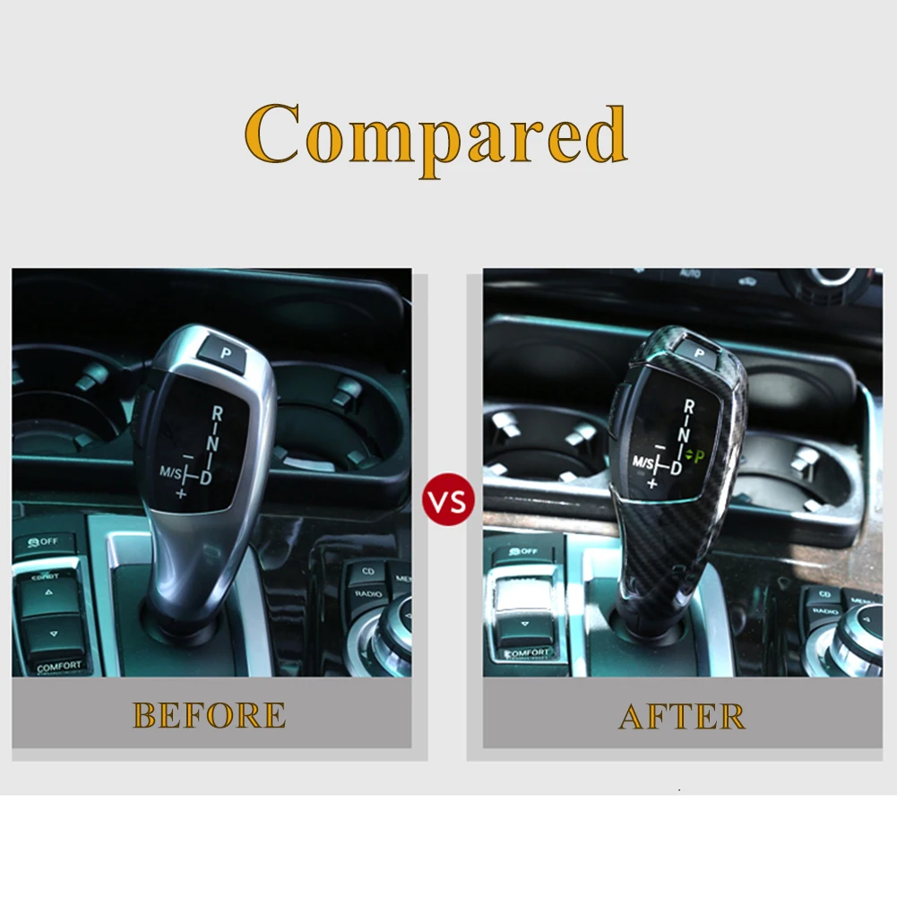 

ABS Carbon Fiber Style Car Gear Shift Cover Sticker Fit For BMW E60 E70 X5 X6