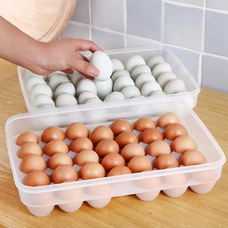 34 Compartment Egg Cases Food Storage Box PP Plastic Portable Anti-Collision Tray Egg Organizer Egg Cases Food Storage Container