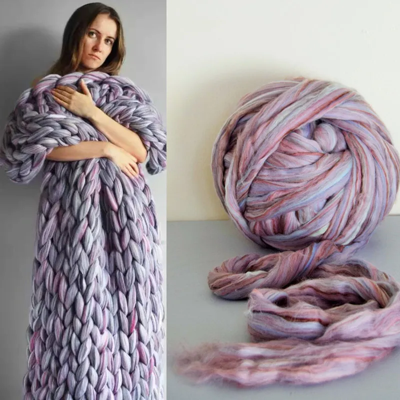 100% шерсть 100 г радужной окрашенной сегментной пряжи 5 нитей шерсти ручной работы