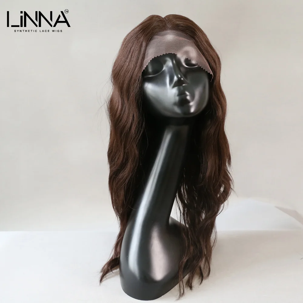 

LINNA Synthetic Lace Wigs For Women Medium Length Natural Wavy Soft Natural Black Wig With Headband Cosplay Lace Front Wigs
