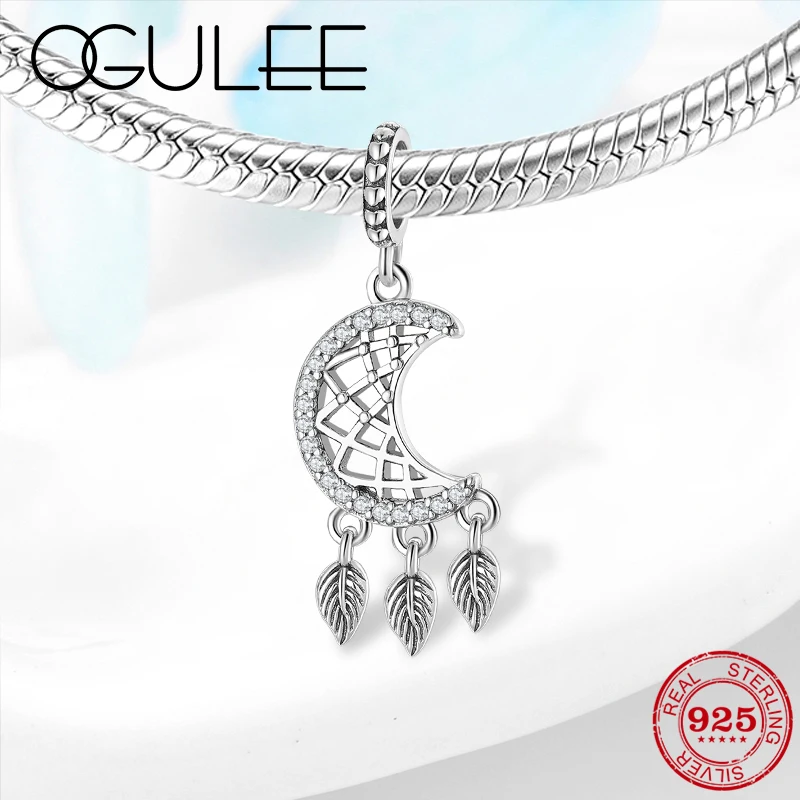 Подлинный кулон из стерлингового серебра 925 пробы с Луной Ловец снов подходит для