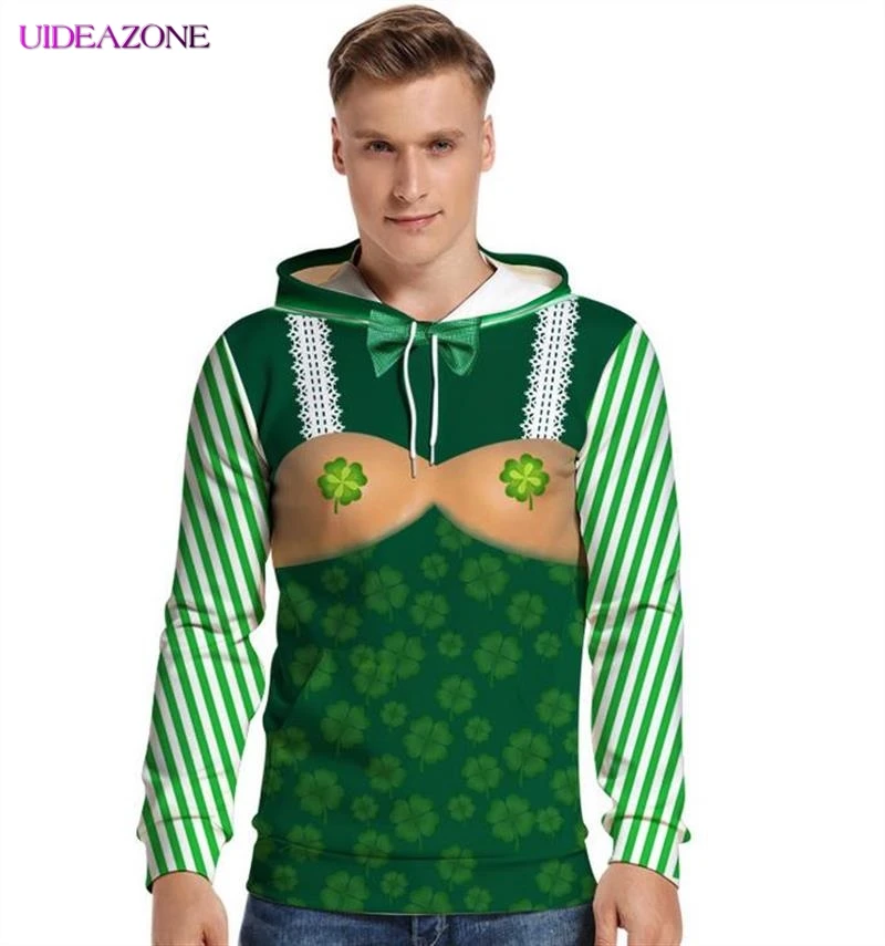 Толстовки с капюшоном и принтом в виде листьев клевера для женщин мужчин