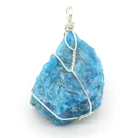 natural gem blue stone pendant handmade crafts diy necklace sweater chain jewelry accessories exquisite gift making for woman