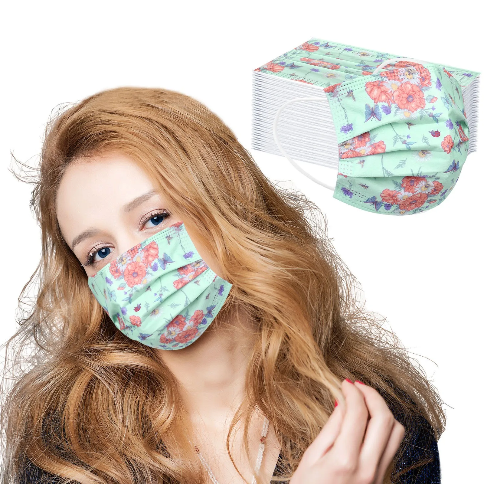 

10/50/100pc Butterfly Adult Printing Breathable Disposable Three Layer Mask Mondkapjes Mondmasker Mascara Scarf Halloween Mask