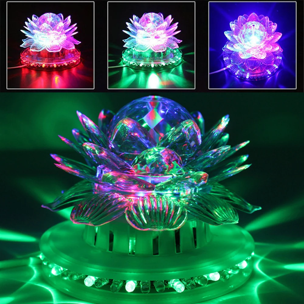 

Auto Rotating LED DJ Stage Lights Crystal Lotus Shape Magic Ball Lamp RGB Lighting Effect Laser Projector for Bar Home Party