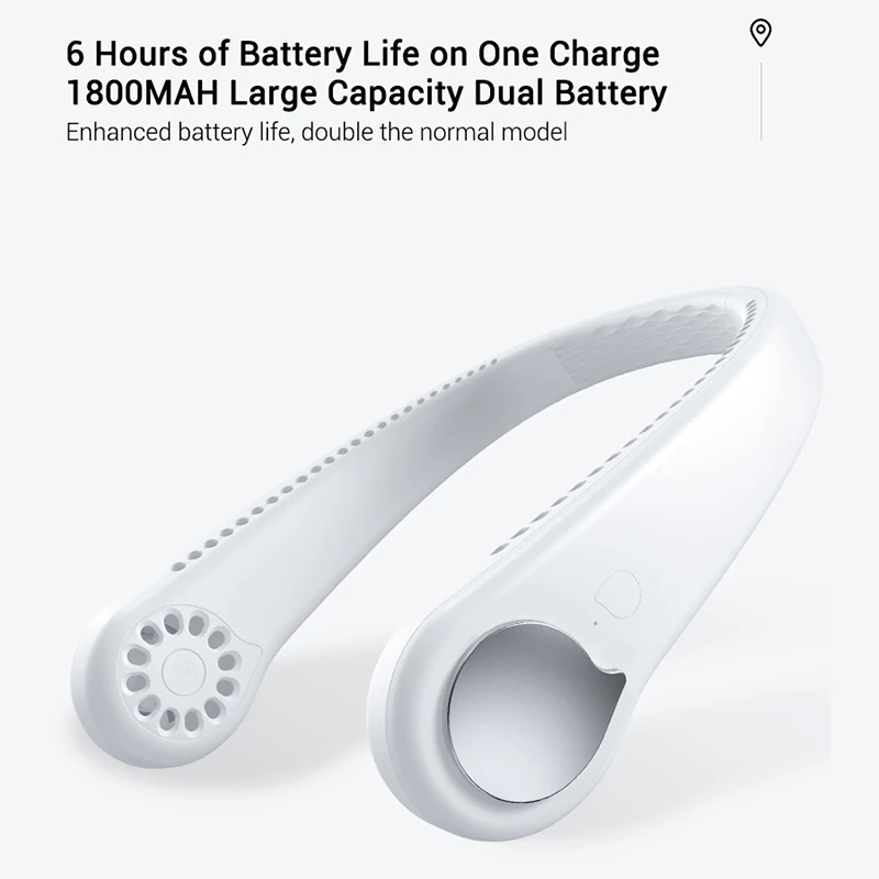 Портативный мини вентилятор для шеи с usb портом перезаряжаемый аккумулятор