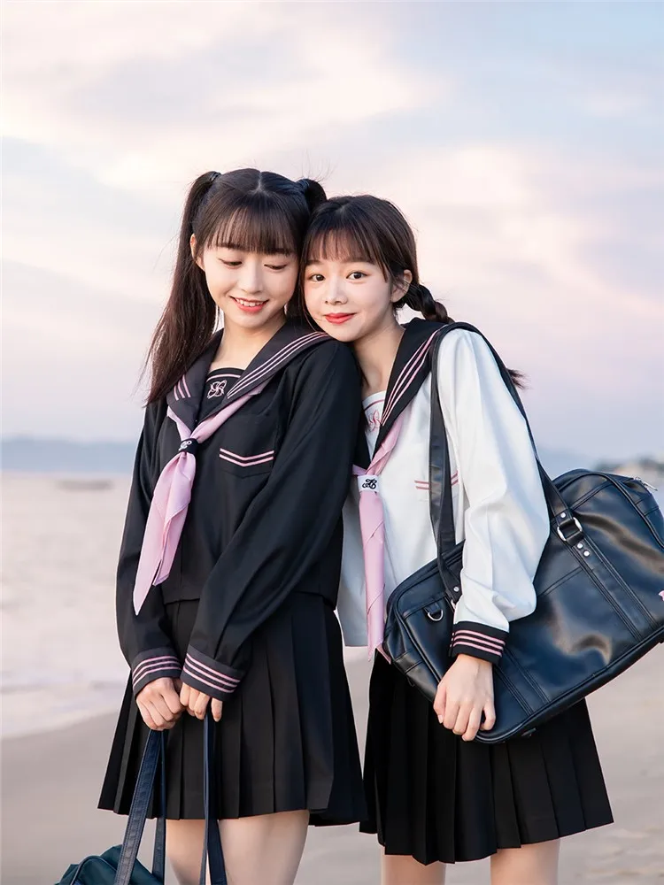 Лолита-комплект для женщин японского колледжа с вышивкой, состоящий из топа и юбки с длинными/короткими рукавами в стиле матроски, модной и милой моды Косплей.