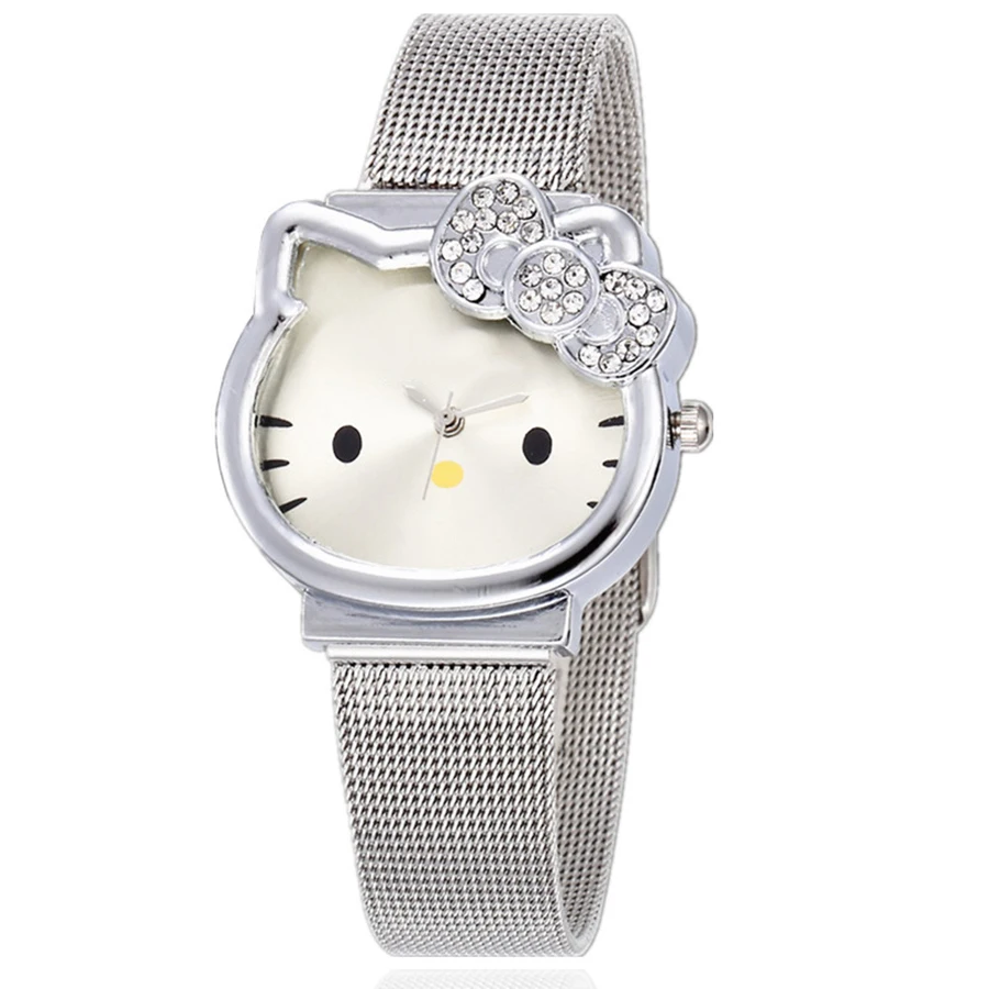 Reloj kitty/Детские часы для девочек Детские с рисунком Водонепроницаемые аналоговые