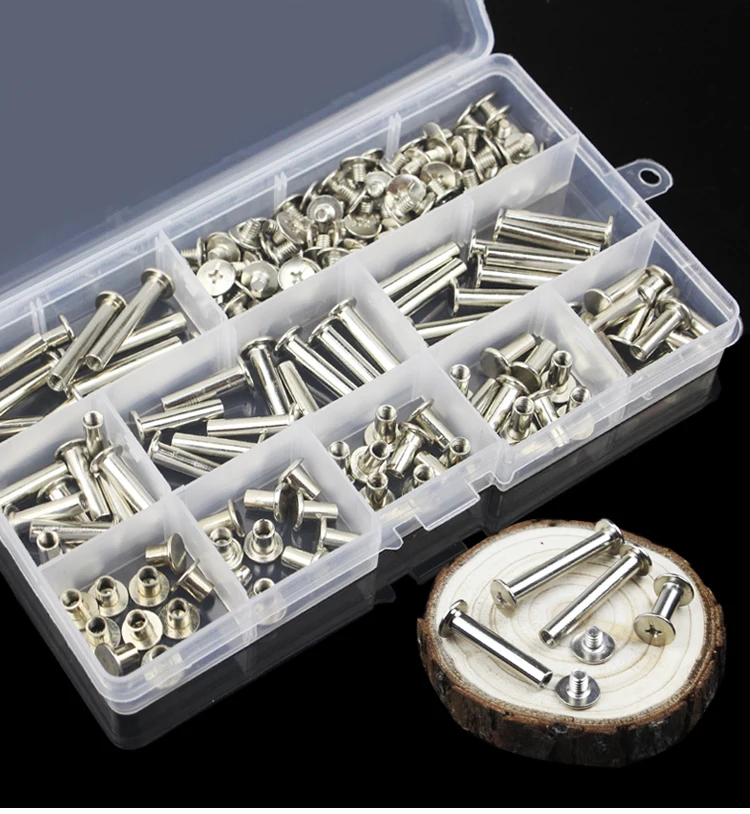 

free shipping 180pcs Nickel plated books, screws, rivets, sets, albums, recipes, locks, docking sets, M5*6-30