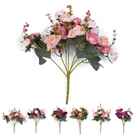 21 head 1 bouquet artificial rose flower leaf concise home wedding party decoration bonsai gift diy flower bouquet wreath