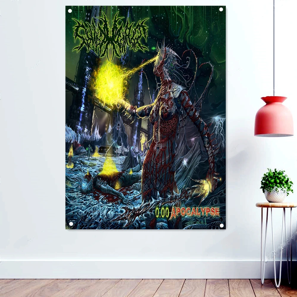 

APOCALYPSE Macabre Art Banner Wall Hanging Rock Band Icon Flag Death Metal Artist Posters Bloody Horror Skull Art Tapestry Gift