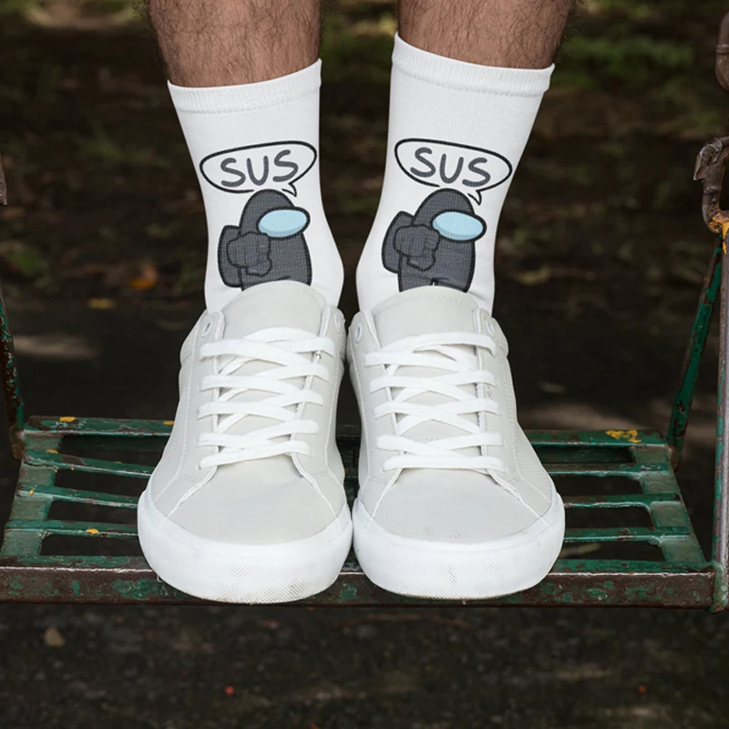 

Among us Game Socks Men Cartoon Printed Christmas Long Socks Anime Figure Winter Harajuku Fashion Cosplay Women Happy Socks Gift