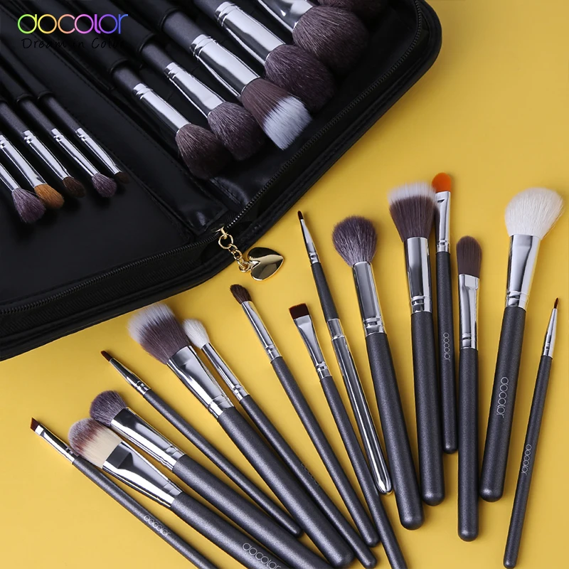 Docolor 29PCS Набор кистей для макияжа Профессиональный набор косметических кисточек Набор косметики высокого качества с натуральной щетиной для макияжа