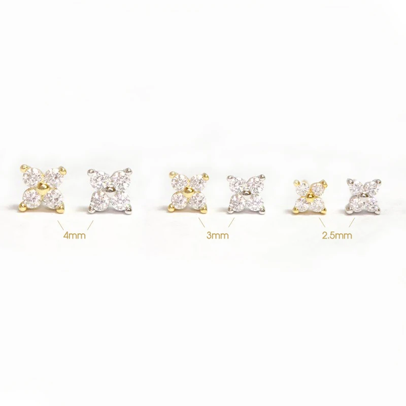 ROXI 925 стерлингового серебра Хрустальный цветок серьги-гвоздики с 3/4/5 мм Ювелирные