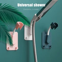 wall mounted shower head holder punching free rotating self adhesive bathroom stand with 2 hooks bathroom fixture