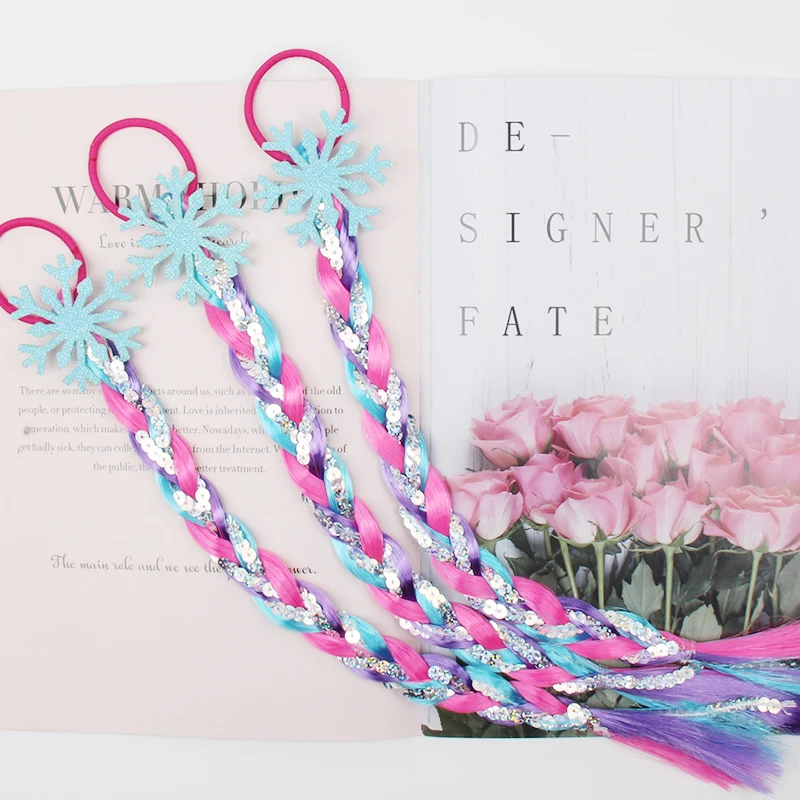 Рождественские резинки для волос с косичками девочек блестящая длинная тесьма