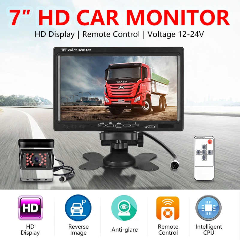 Jansite 7 &quotмонитор в автомобиль TFT ЖК дисплей авиационная Головка проводной камера