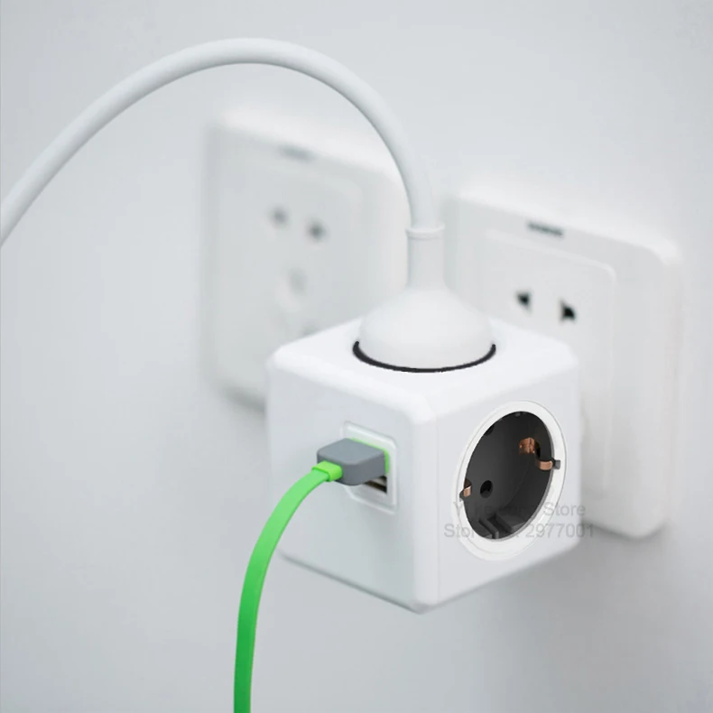 Allocacoc powercube розетка с usb удлинитель электрический пробка розетки заглушки для переходник розеток силовой куб силовая полоса мультирозеточный удлинитель ЕС электрическая 16A 2.1A Домашнее использование зарядка