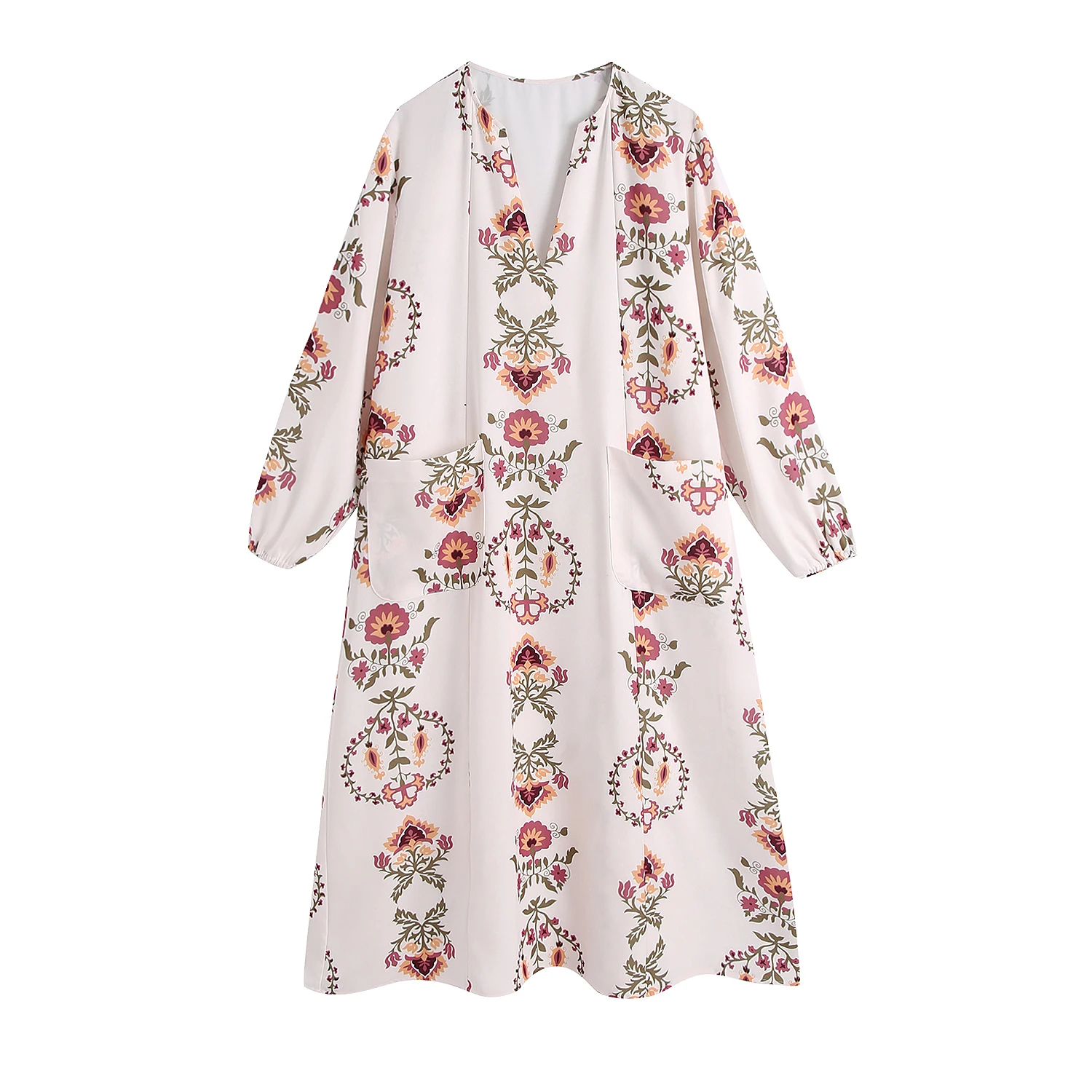 

JC·2021 Printed V-neck Swing Dress B1567