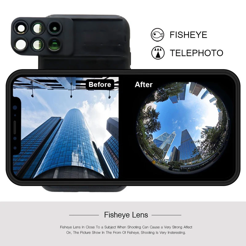 Phone Case 5 in 1 Phone Lens Wide Angle CPL Filter/10X/20X Macro/Fisheye/2X Telephoto Lens for iPhone 11/11 Pro/11 Pro Max