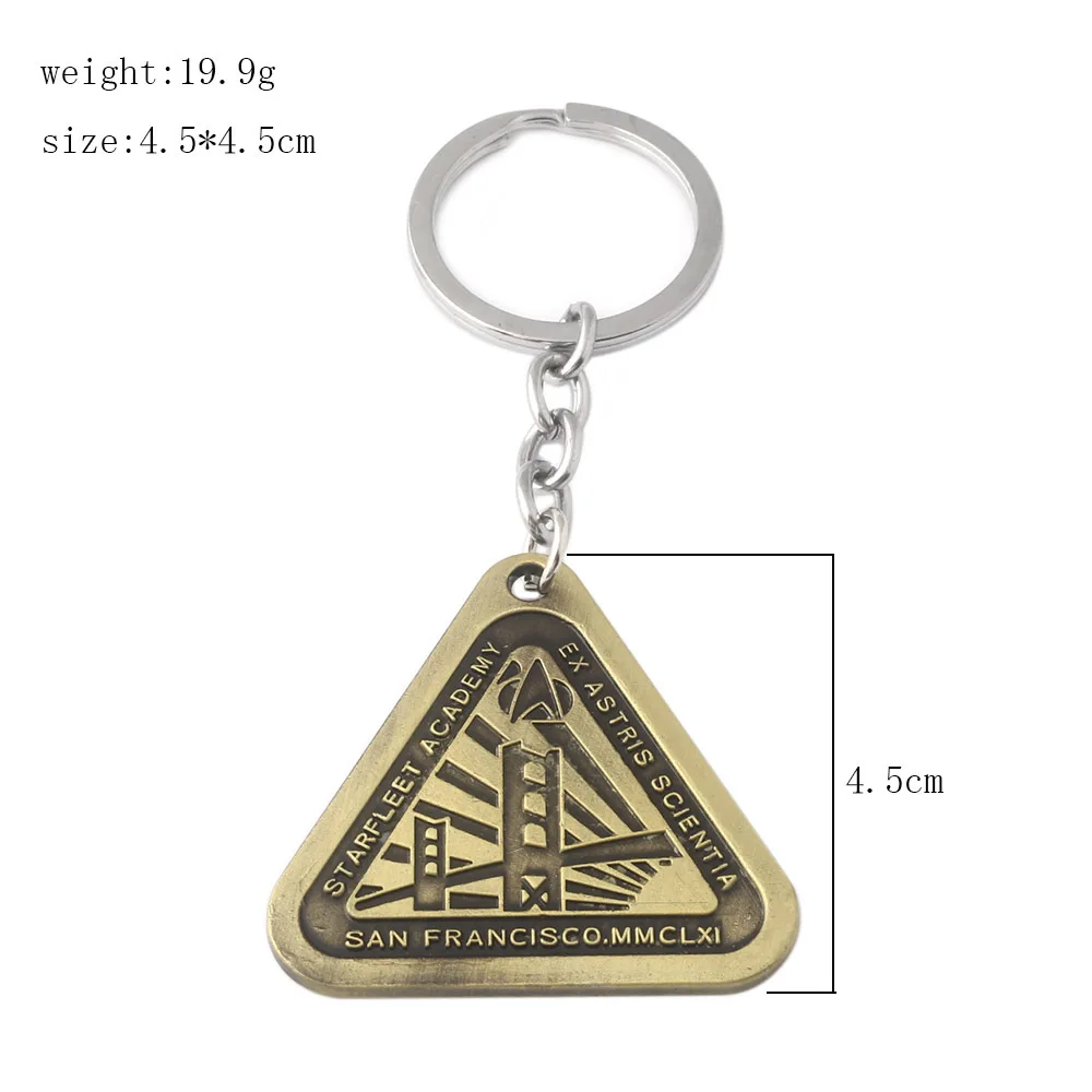 

Men's retro punk jewelry Star Wars triangle keychain Star treks alloy bronze pendant car door key holder chain chaveiro souvenir