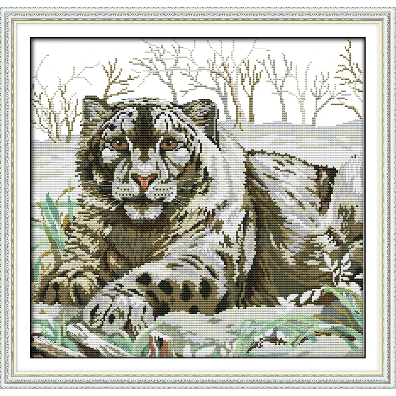 

Everlasting Love Tiger In The Snow Chinese Cross Stitch Kits Ecological Cotton Stamped 11CT 14CT DIY Wedding Decoration For Home