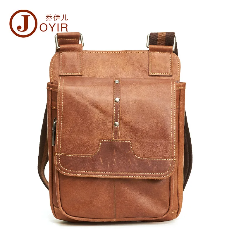 Leather MEN'S Bag Wholesale Full-grain Men's Shoulder Korean-style New Style Casual Verticle Cross-body |