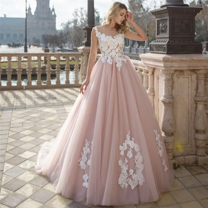 

Scoop Short Sleeves Ball Gown Wedding Dress Lace Appliques Tulle Princess Bridal Gowns 2021 Vestidos De Novia Luxurious