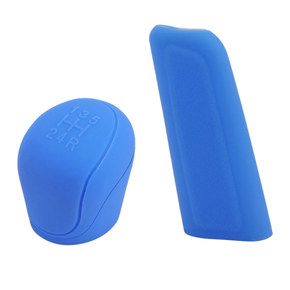 

2pcs Car Gear Shifter Knob Cover Non-slip Universal Silicone Handbrake Grip Cover Sleeve Automatic Decor Accessories