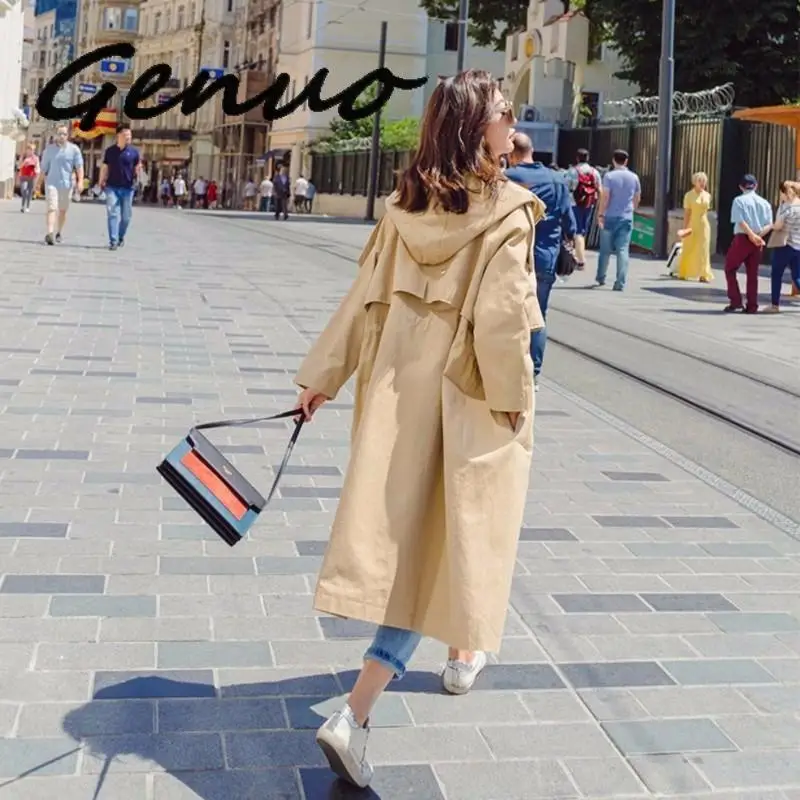 Ветровка женская на молнии однотонный плащ Тренч свободного покроя длинная