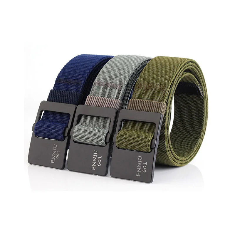 

Ремень мужской эластичный тканый, повседневный уличный пояс с пряжкой из сплава, нейлоновый роскошный брезентовый