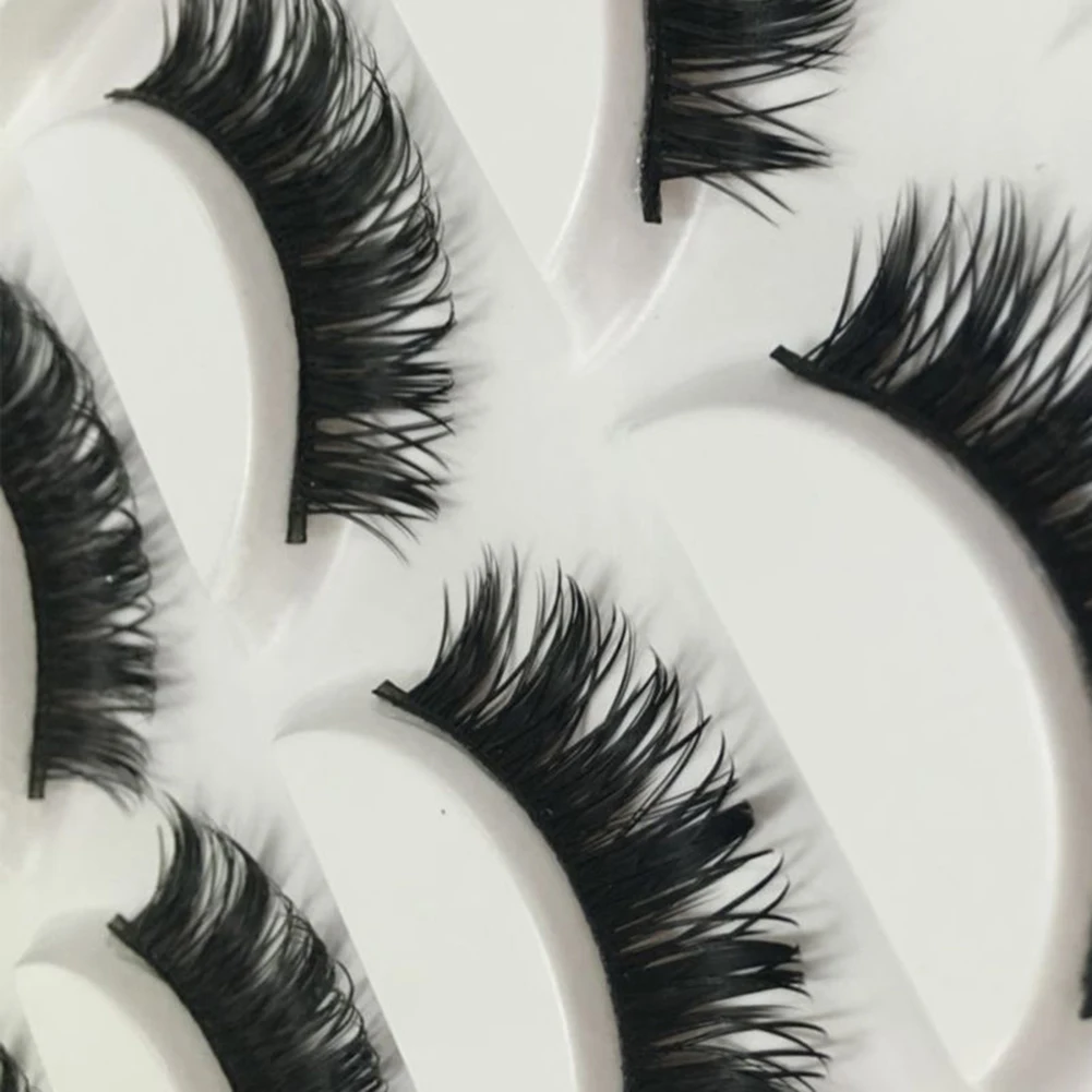 Popfeel 5 пар длинные толстые черные накладные ресницы основа для макияжа мягкие