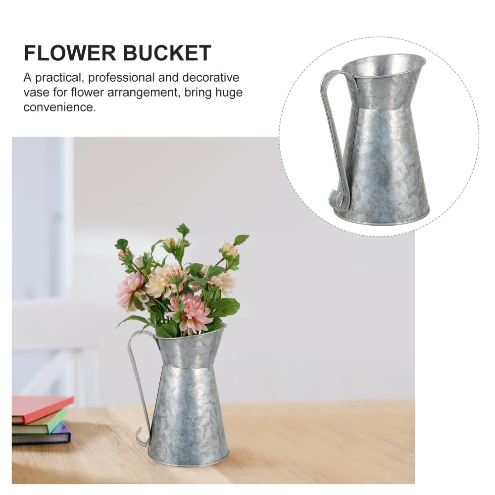 

Metal Flower Vase Iron Flower Pot Rustic Style Flower Bucket Housewarming Gift