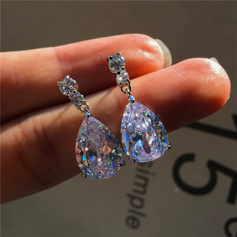 Женские серьги серебряного цвета роскошные длинные Винтажные с кристаллами из