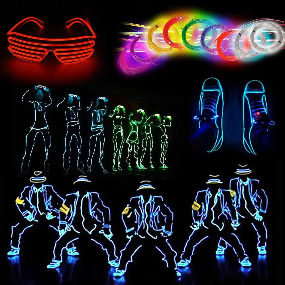 EL Wire Diy свет портативный неоновые огни для вечеринки на Хэллоуин Blacklight Run DIY breachdance Show Одежда вечерние украшения автомобиля D40