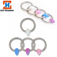 g23 titanium hoop opal nose rings septum helix piercing tragus cartilage hinged segment earrings fake body perforated jewelry
