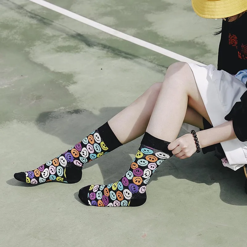 Осень/Зима [EIOISAPRA] Веселая Улыбка Модные уличные носки хип хоп парные забавные из