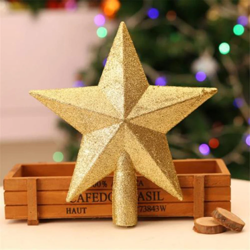 Christmas Tree Top Star Topper Glitter Finish 15cm For Of Decoration Home Graden Decora | Дом и сад