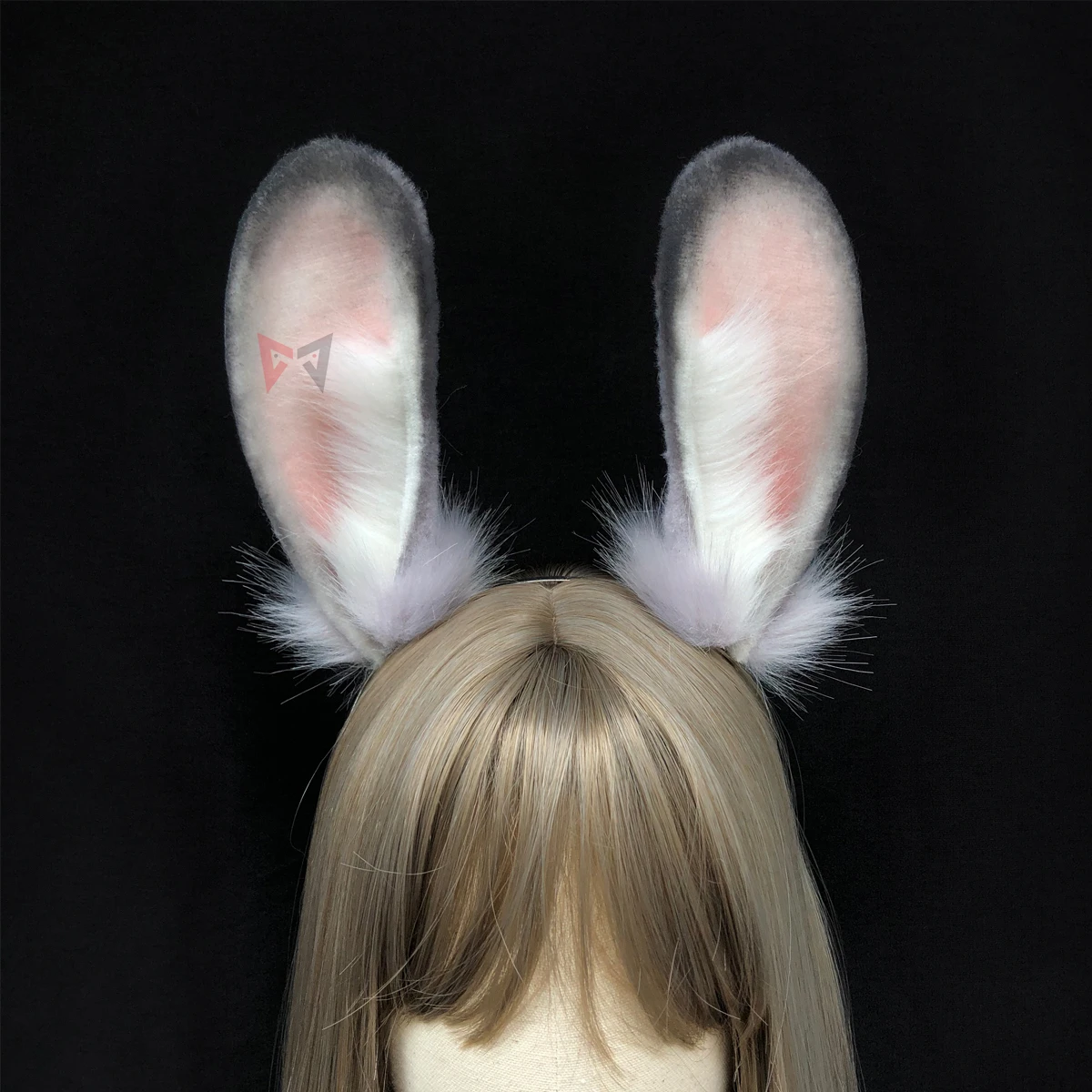 

New Handmade Work Gray Bunny Rabbit Ears Red Fox ears Fold Style Hairhoop Headband Headwear Cosplay Costume Fursuit Accessories