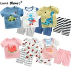 Комплект детский из 2021 хлопка, с коротким рукавом, для мальчиков и девочек 6-5 лет, унисекс, 2 шт.компл., летний, 100%