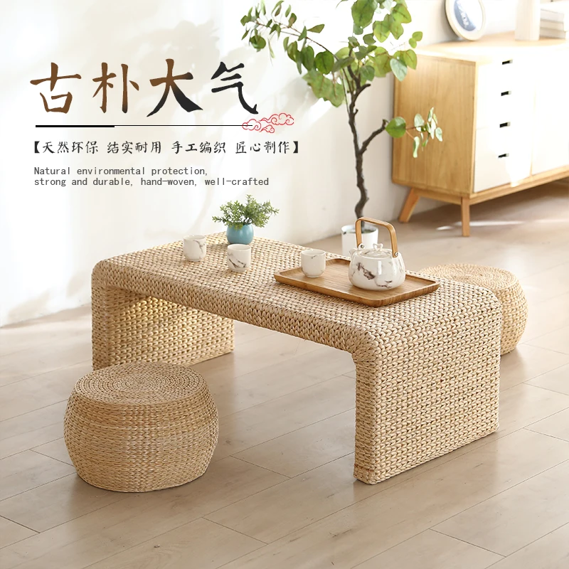 

Японский ротанговый кофейный столик, татами, футон, контрактный современный журнальный столик, низкий столик для спальни, мебель, креативны...