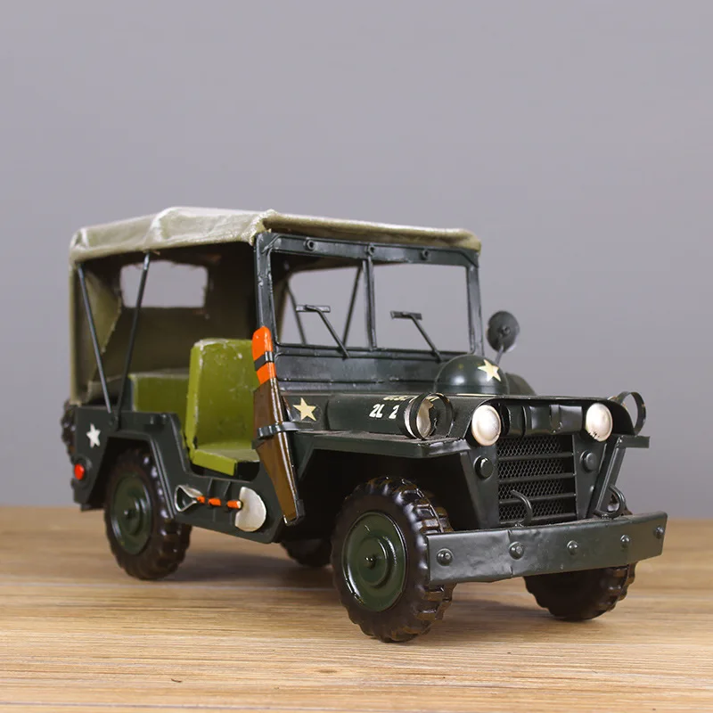 

Модель американского военного автомобиля из кованого железа, старая модель военного автомобиля, украшение, Ретро Ремесло, Модель Европейск...