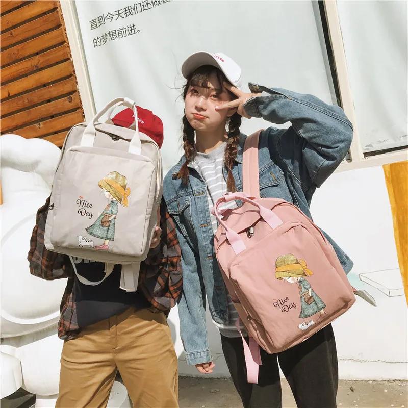 2019 женский рюкзак Ретро стиль мультипликационный принт нейлон