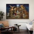 Настенная Картина на холсте с изображением дня рождения Иисуса Христа, Рождественский Декор, Современная картина маслом, Настенный декор для церкви