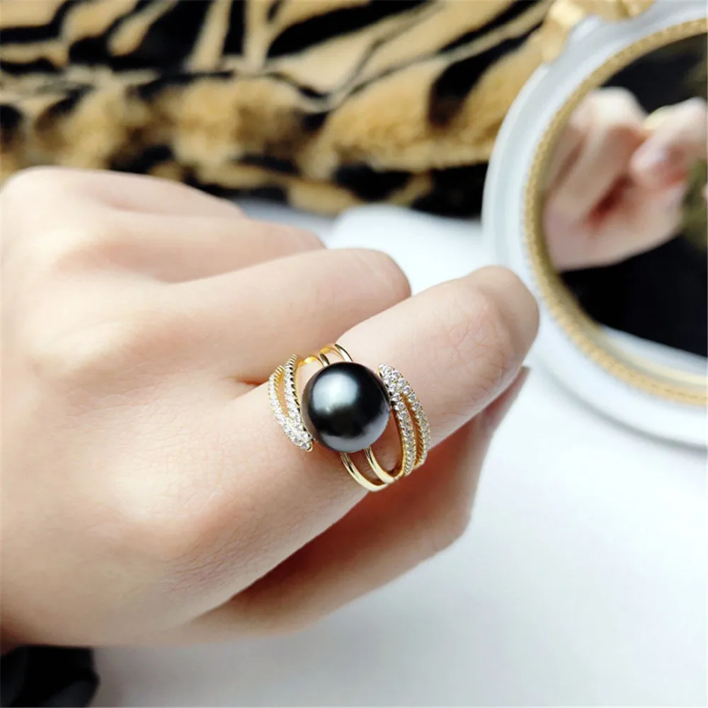 

Classic Rings Resizable Design Rings Base 925 Silver Pearl Rings Settings Women DIY Pearl Rings Accessory No Pearl