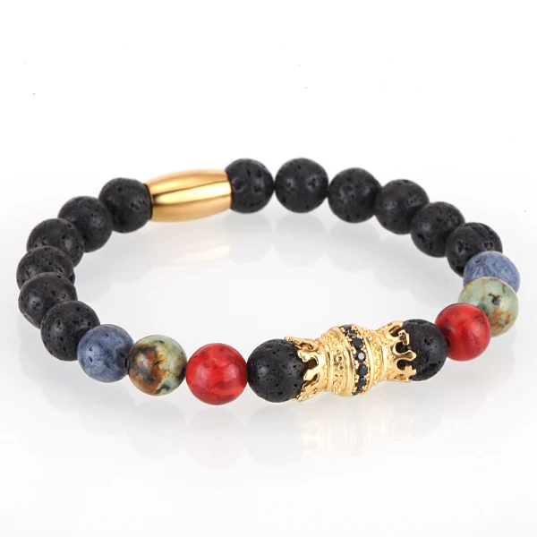 Style I Mcllroy Bracelet Men Bead Sparta Crown 8mm Natural Stone Bracelet Bangle Handmade Man Jewelry Mens Bracelets erkek bileklik - Окраска металла: Style I