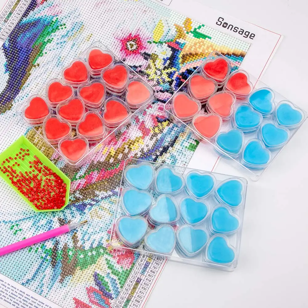 5/10/15/20Pcs Diamond Painting Heart-Shaped Wax Storage Case Craft Nail Art Tools Glue Clay for Embroidery Accessories | Дом и сад