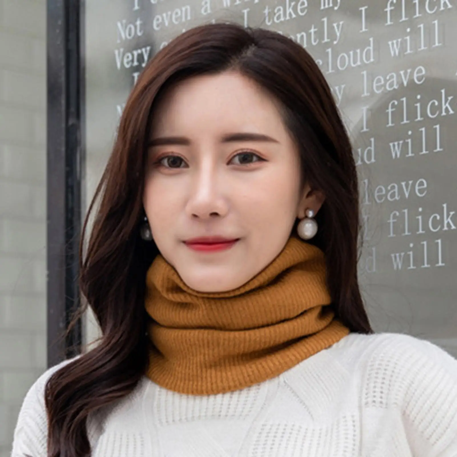 

Winter Double Layers Ring Thick Warm Breathable Outdoor Knitting Scarf Neckwear